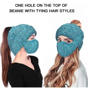 Unisex Knitted Beanie Warm Winter Hat with mask